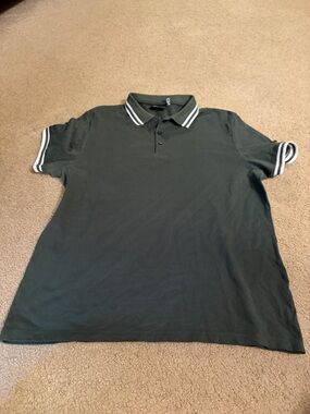 ASOS Dark Green Polo with White Double-Stripe Trim